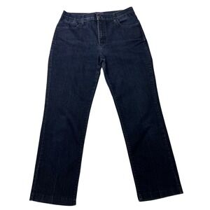 NYDJ  Women's Jeans Straight High Rise‎ Dark Wash Blue Stretch Sz 8 Lift Tuck